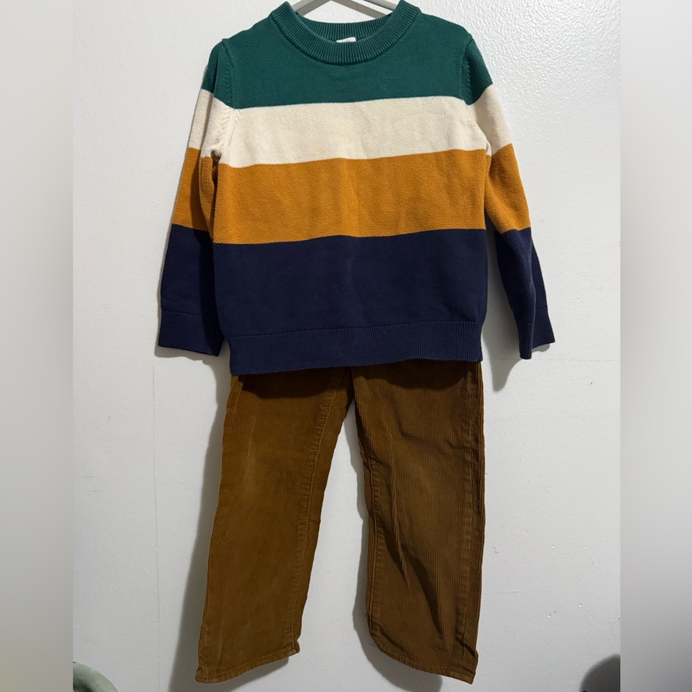 GAP Color Block Sweater and Corduroy Pant Set Boys